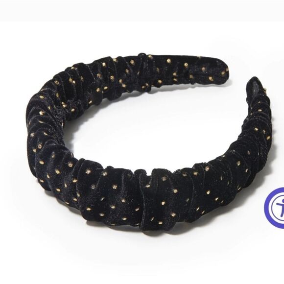 Lele Sadoughi Jet Dot Velvet Kelly Headband NWT - Picture 2 of 6